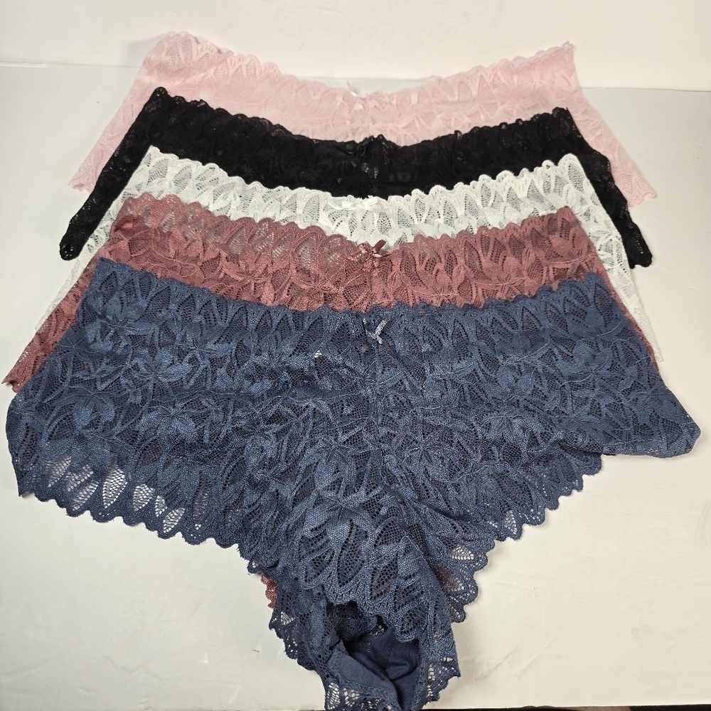 New Lace Intimates Set Of 5 Pink Black White Mauve Blue Size 3X